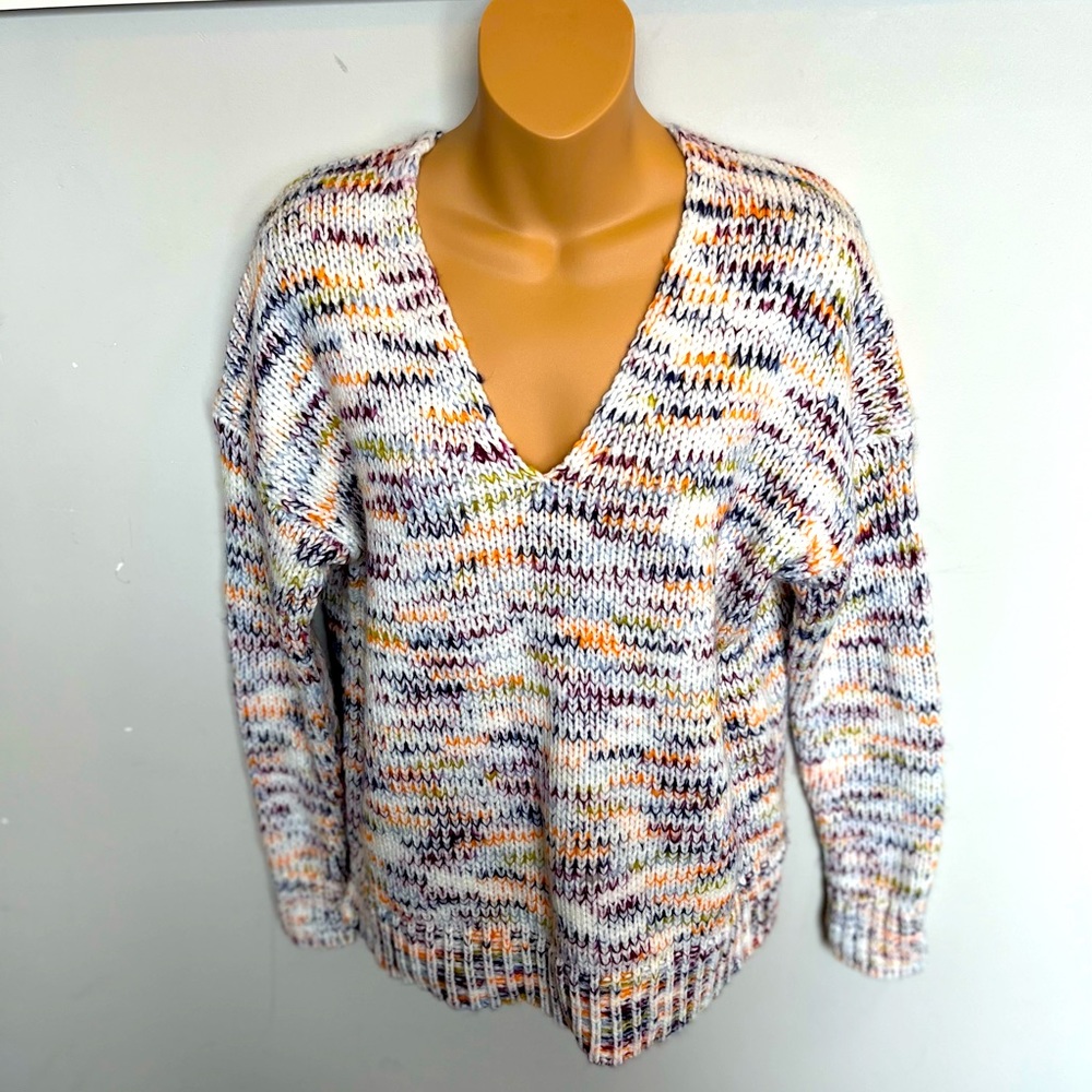 Loft V neck sweater multi color size Medium